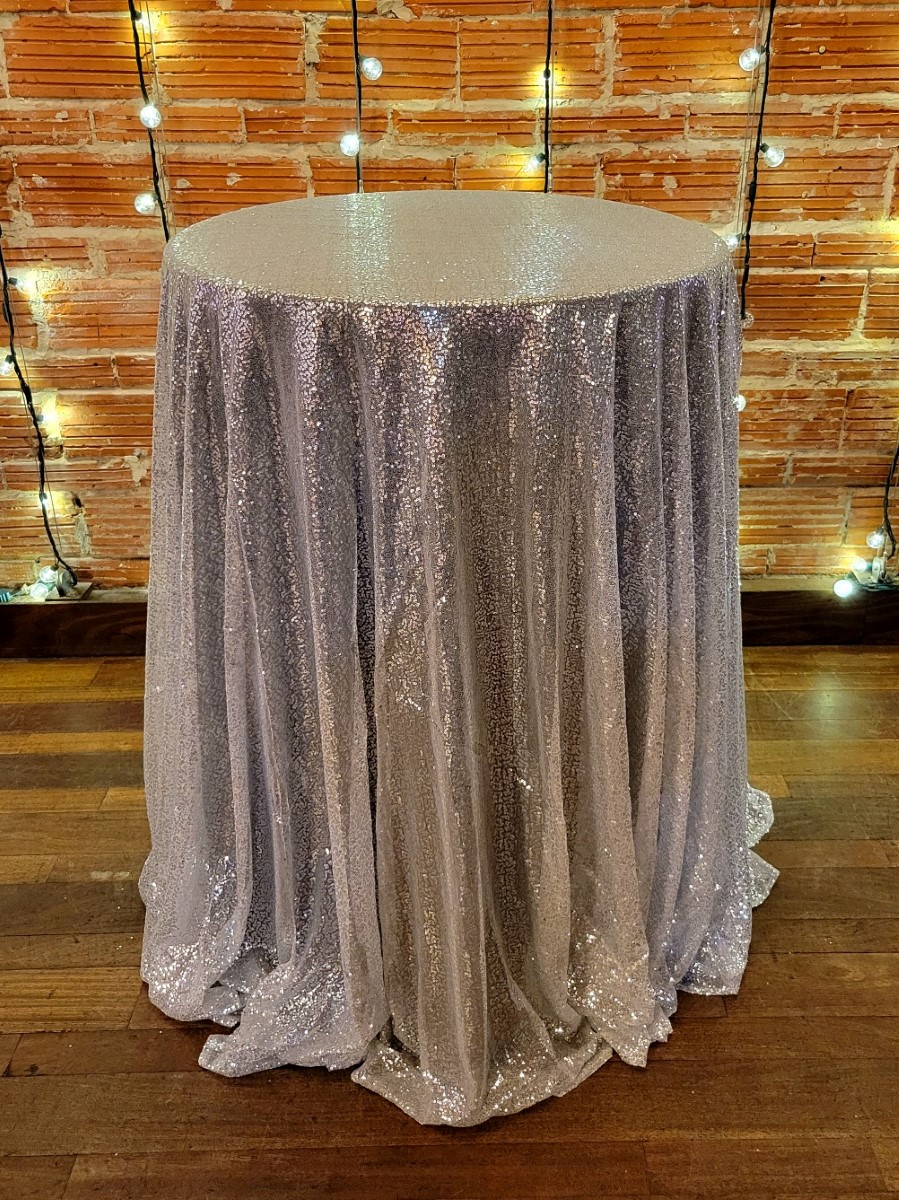 Rental - Linens - Tulle Sequins 136 Inch Round Table Linen – SILVER
